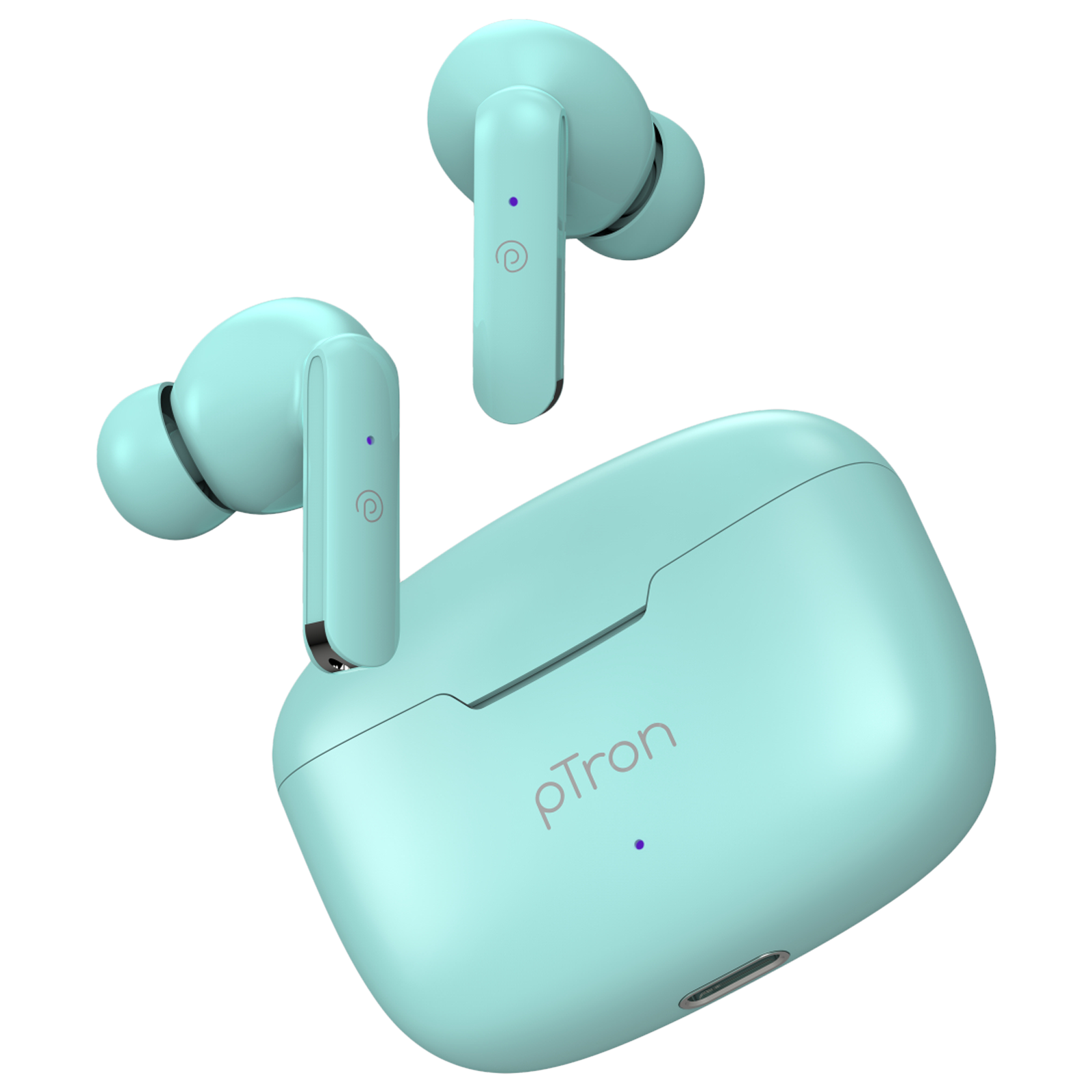 pTron Bassbuds Air TWS Earbuds with Passive Noise Cancellation IPX4 Water Resistant Touch Control Mint Green